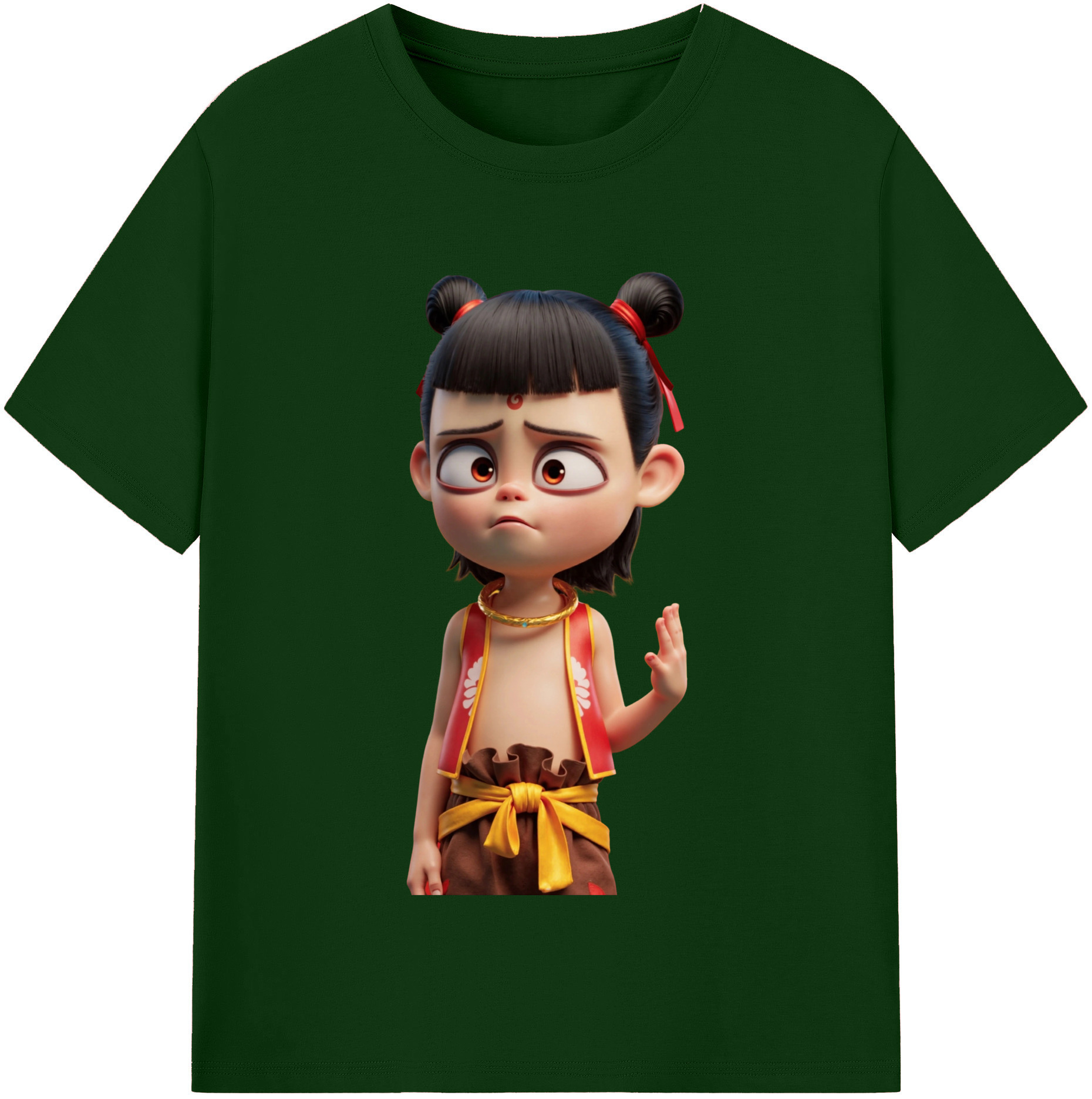 （画像用） Ne Zha 2 ナタ 魔童の大暴れ 綿100％半袖Tシャツ（フロントプリント）